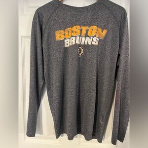 Boston Bruins Gray Long Sleeve Shirt.  NHL logo. Grey Long Sleeve Medium Shirt